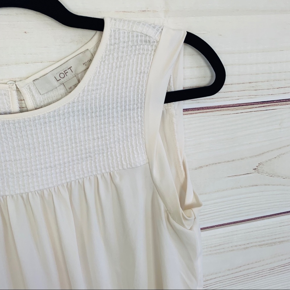 Loft Off White Basic Blouse Size Mp Petite - image 5